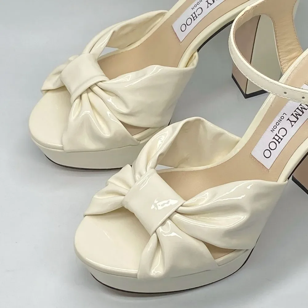 Jimmy Choo Patent Leather Ankle-Strap Platform Sandals